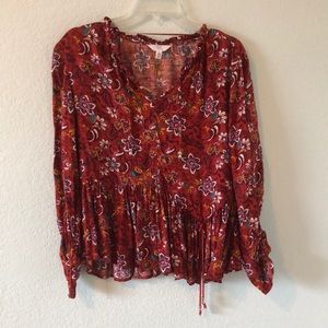 Red Floral Blouse